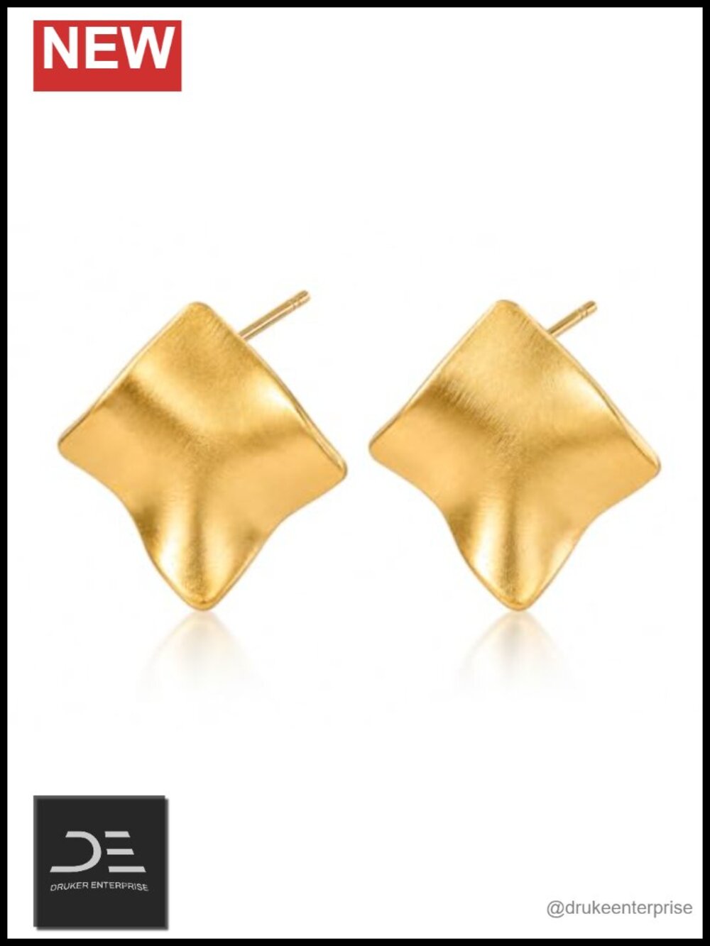 Geometric Stud Earrings Gold Brushed Finish Modern Jewelry for Women